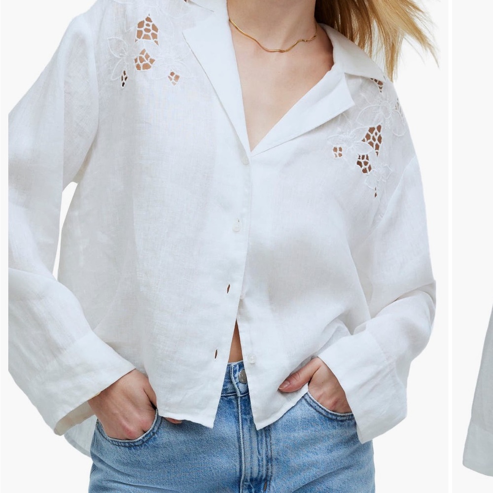 Madewell White resort long sleeve button up